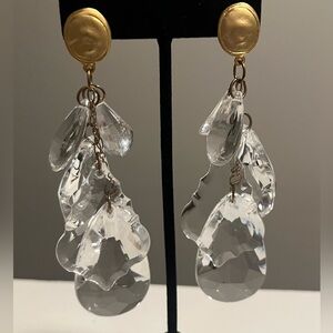 Gold and Clear Crystal Drop Earrings